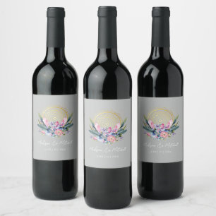 Rótulo De Garrafa De Cerveja Mandala Dourada Convite de Casamento Boho com Cris