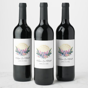 Rótulo De Garrafa De Cerveja Mandala Dourada Convite de Casamento Boho com Cris