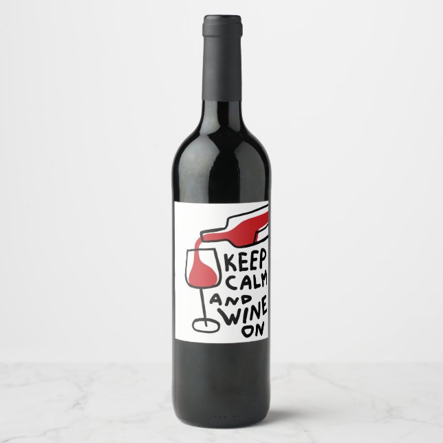 Rótulo De Garrafa De Cerveja Mantenha a Calma e Beba Vinho Com Humor (Frente)