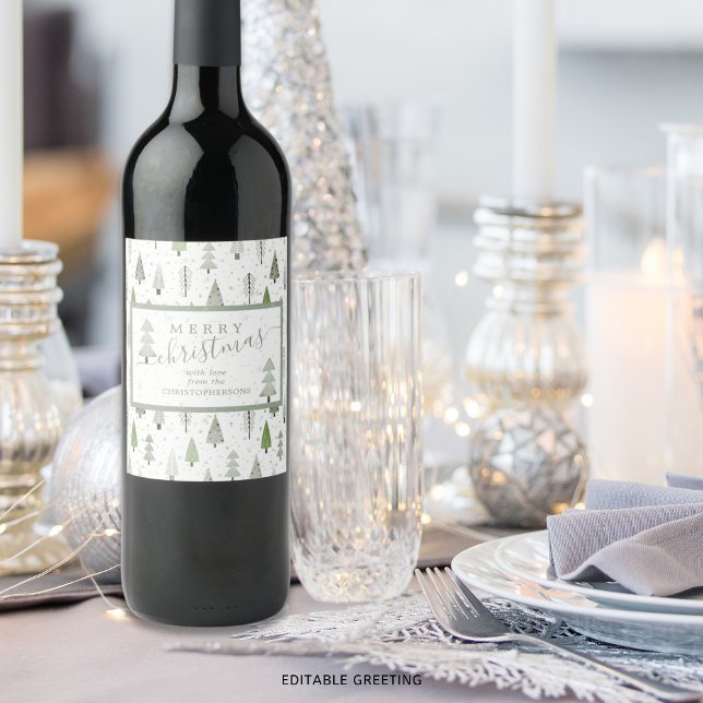 Rótulo De Garrafa De Cerveja Manuscrito de NATAL de Árvores de Natal Modernas (Criador carregado)