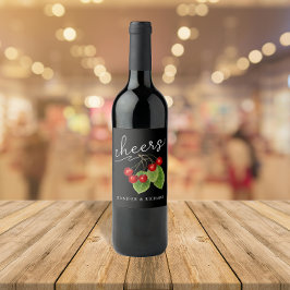 Rótulo De Garrafa De Cerveja Manuscrito Moderno de Cerejas de Preto Vermelho na