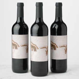 Rótulo De Garrafa De Cerveja Mãos de Deus, Pai e Adão, de Michelangelo