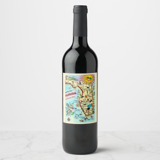 Rótulo De Garrafa De Cerveja Mapa Antigo da Flórida  (Frente)