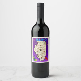 Rótulo De Garrafa De Cerveja Mapa Antigo de Illinois