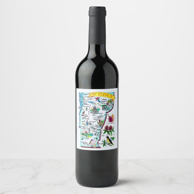Rótulo De Garrafa De Cerveja Mapa Antigo de Vermont  (Frente)