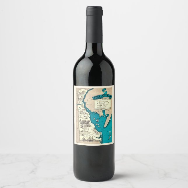 Rótulo De Garrafa De Cerveja Mapa antigo do Delaware (Frente)