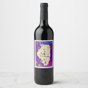 Rótulo De Garrafa De Cerveja Mapa do Illinois Vintage