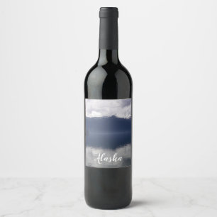 Rótulo De Garrafa De Cerveja Mar Alaskano Nebuloso em Tons de Azul