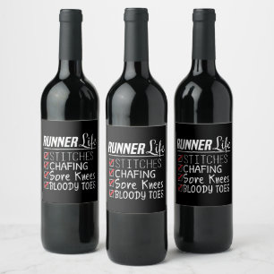 Rótulo De Garrafa De Cerveja Maratona Engraçada da Vida do Runner executando a