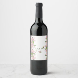 Rótulo De Garrafa De Cerveja Maravilhosa árvore de maçã com flores e abelhas em