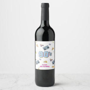 Rótulo De Garrafa De Cerveja Marca de oferta de aniversário do tema Funky 90