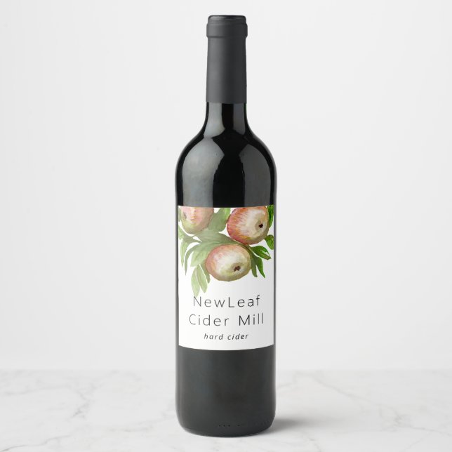 Rótulo De Garrafa De Cerveja marca de sidra de maçã a aquarela (Frente)