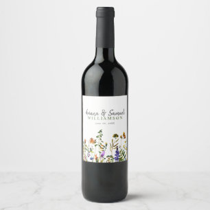 Rótulo De Garrafa De Cerveja Marca de vinho do casamento de flor silvestre e aq