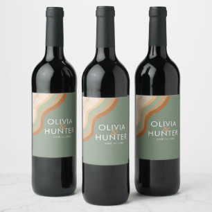 Rótulo De Garrafa De Cerveja Marca de Vinho Verde do Boêmian Modern Sage