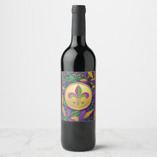 Rótulo De Garrafa De Cerveja Mardi Gras Fleur de lis