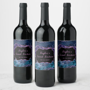 Rótulo De Garrafa De Cerveja Marinho Azul e Agato do Oceano Roxo Doce Dezesseis