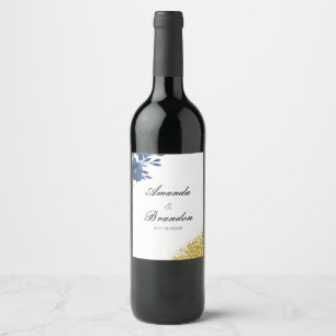 Rótulo De Garrafa De Cerveja Marinho Chic Flutuantes De Aquarela Dourada Casame