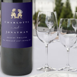 Rótulo De Garrafa De Cerveja Marinho de Casamento Dinossauro Azul e Branco Pers