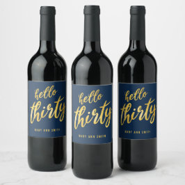 Rótulo De Garrafa De Cerveja Marinho Dourado "Alô 30" Aniversário
