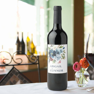 Rótulo De Garrafa De Cerveja Marinho e Dusty Blue Elegante Aquarela