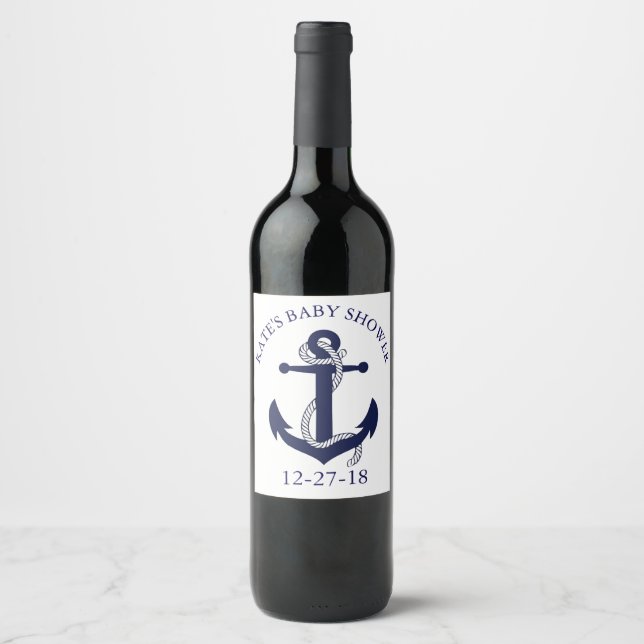 Rótulo De Garrafa De Cerveja Marinho náutico e Chá de fraldas de ancoragem bran (Frente)