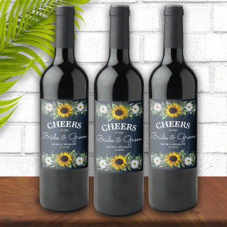Rótulo De Garrafa De Cerveja Marinho Russo Azul Girassol|Casamento de margarida
