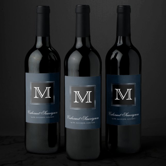 Rótulo De Garrafa De Cerveja Marinho Velvet Grunge | Azul profundo com padrão a (Criador carregado)