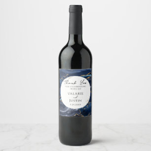 Rótulo De Garrafa De Cerveja Mármaco Azul e Dourado, obrigado Rótulo do Vinho