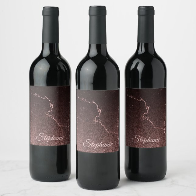 Rótulo De Garrafa De Cerveja Mármaco Negro e Glitter (Garrafas)
