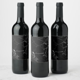 Rótulo De Garrafa De Cerveja Mármore Veio Preto e Prata