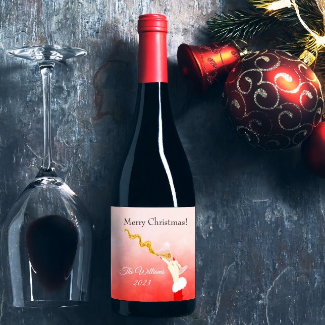 Rótulo De Garrafa De Cerveja Martini Glass Spilling Christmas Glitter Party (Criador carregado)