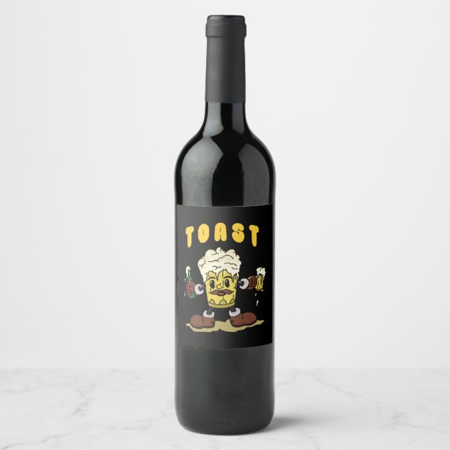 Rótulo De Garrafa De Cerveja Mascote de torrada de cerveja (Frente)
