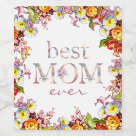 Rótulo De Garrafa De Cerveja Melhor Mãe Alguma Vez Floral Elegante Boho Cheerfu