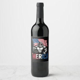 Rótulo De Garrafa De Cerveja Merica Bigfoot American Flag Patriótico 4 De Julho