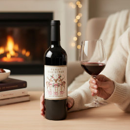 Rótulo De Garrafa De Cerveja Merry Christmas Reindeer Nome Personalizado