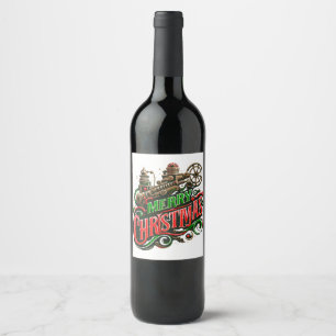 Rótulo De Garrafa De Cerveja Merry Christmas steampunk