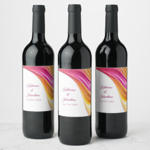 Rótulo De Garrafa De Cerveja Mesa de Casamento Moderno Cor-de-Cor-de-Rosa Amare