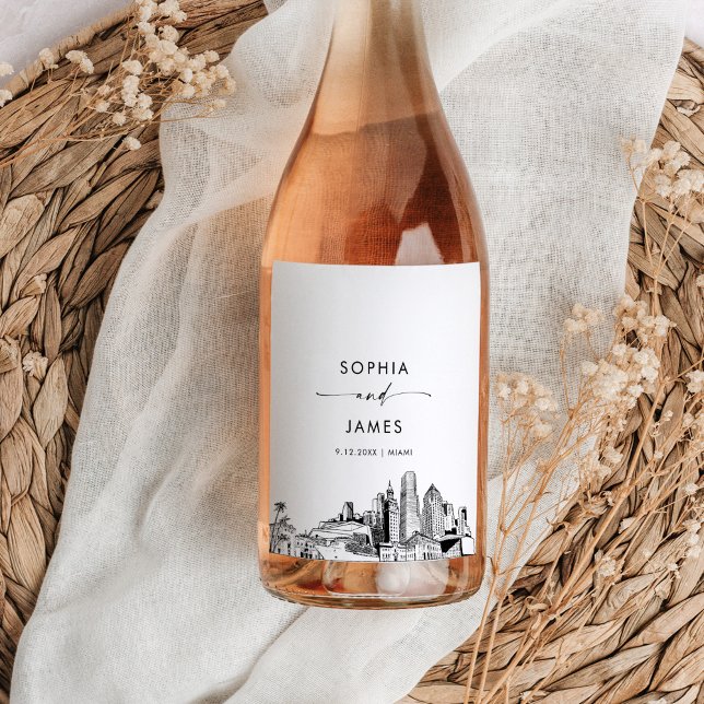 Rótulo De Garrafa De Cerveja Miami Skyline (Criador carregado)