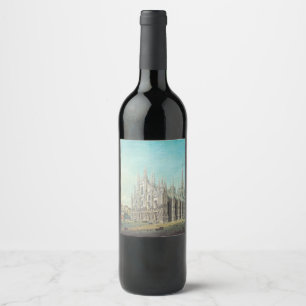 Rótulo De Garrafa De Cerveja Milan Piazza del Duomo 1850s por Carlo Bossoli Art