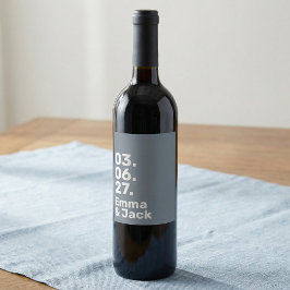 Rótulo De Garrafa De Cerveja Minimal grey bold modern wedding date and names