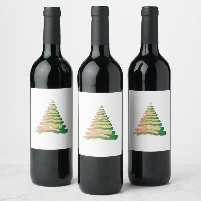 Rótulo De Garrafa De Cerveja Minimalist Brushstroke Christmas Tree (Garrafas)