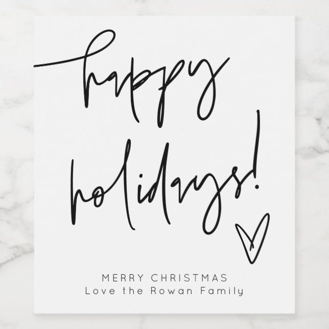 Rótulo De Garrafa De Cerveja Minimalist Happy Holidays Wine Bottle Label (Rótulo Único)