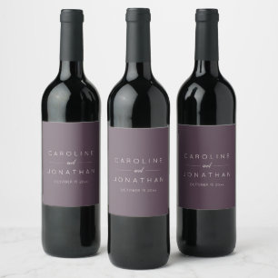 Rótulo De Garrafa De Cerveja Minimalista Elegante Casamento Outono Ameixa Perso
