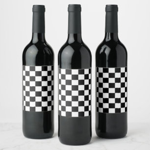Rótulo De Garrafa De Cerveja Minimalista Xadrez Retro – Streetwear Monocromátic