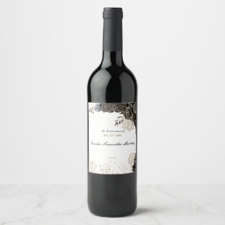 Rótulo De Garrafa De Cerveja Mis XV Años Wine Label Black and Dourado