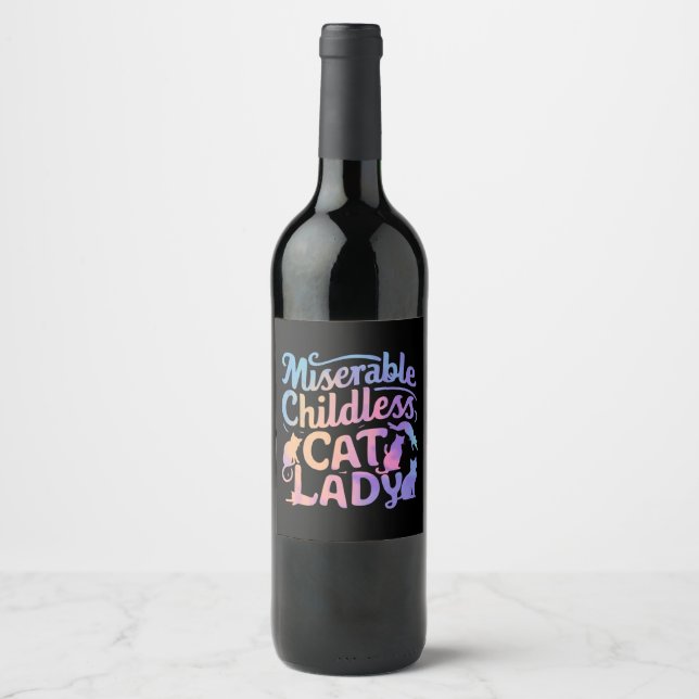 Rótulo De Garrafa De Cerveja Miserável Mulher de Gatos sem Filhos (Frente)
