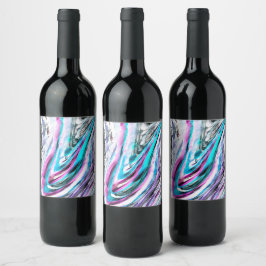 Rótulo De Garrafa De Cerveja misto de gradiente e chuviscado, ciano e rosa