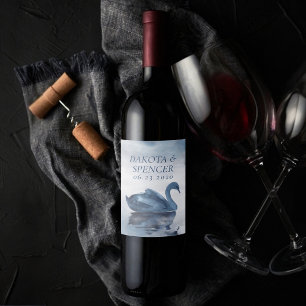 Rótulo De Garrafa De Cerveja Mistura Reflexões Favor de Casamento de Cisne Az