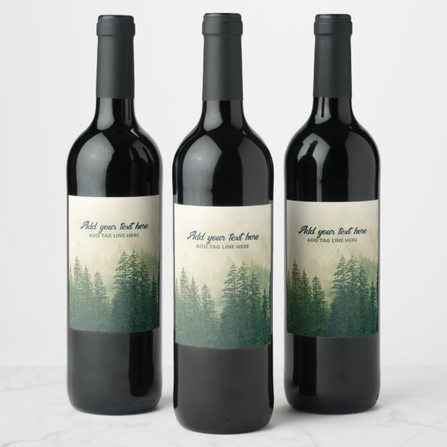 Rótulo De Garrafa De Cerveja Misty Pine Forest Trees - Proteção Personalizada (Garrafas)
