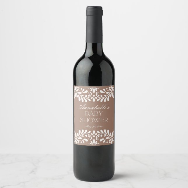 Rótulo De Garrafa De Cerveja Mocha Brown Talavera Azulejo Fiesta Chá de fraldas (Frente)